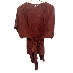 Anthropologie Moth short sleeve loose knit tie waist cardigan